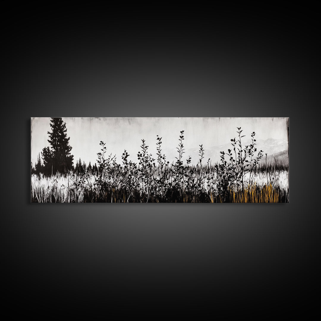 Wildflower Field, Rustic Landscape Art, Nature Print, Framed Canvas Print, Boho Wall Art, Living Room Decor, Autumn Art