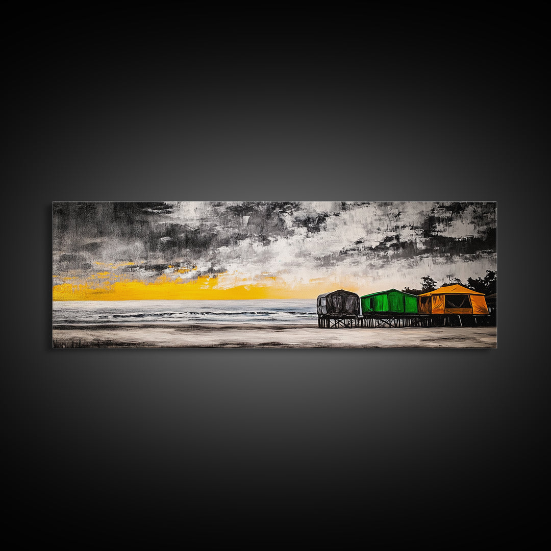 Coastal Retreat, Beach House Decor, Ocean Art, Canvas Print, Tropical Sunset Painting, Seaside Landscape, Serene Beach Art, Nautical Wall Art