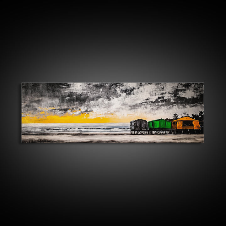 Coastal Retreat, Beach House Decor, Ocean Art, Canvas Print, Tropical Sunset Painting, Seaside Landscape, Serene Beach Art, Nautical Wall Art