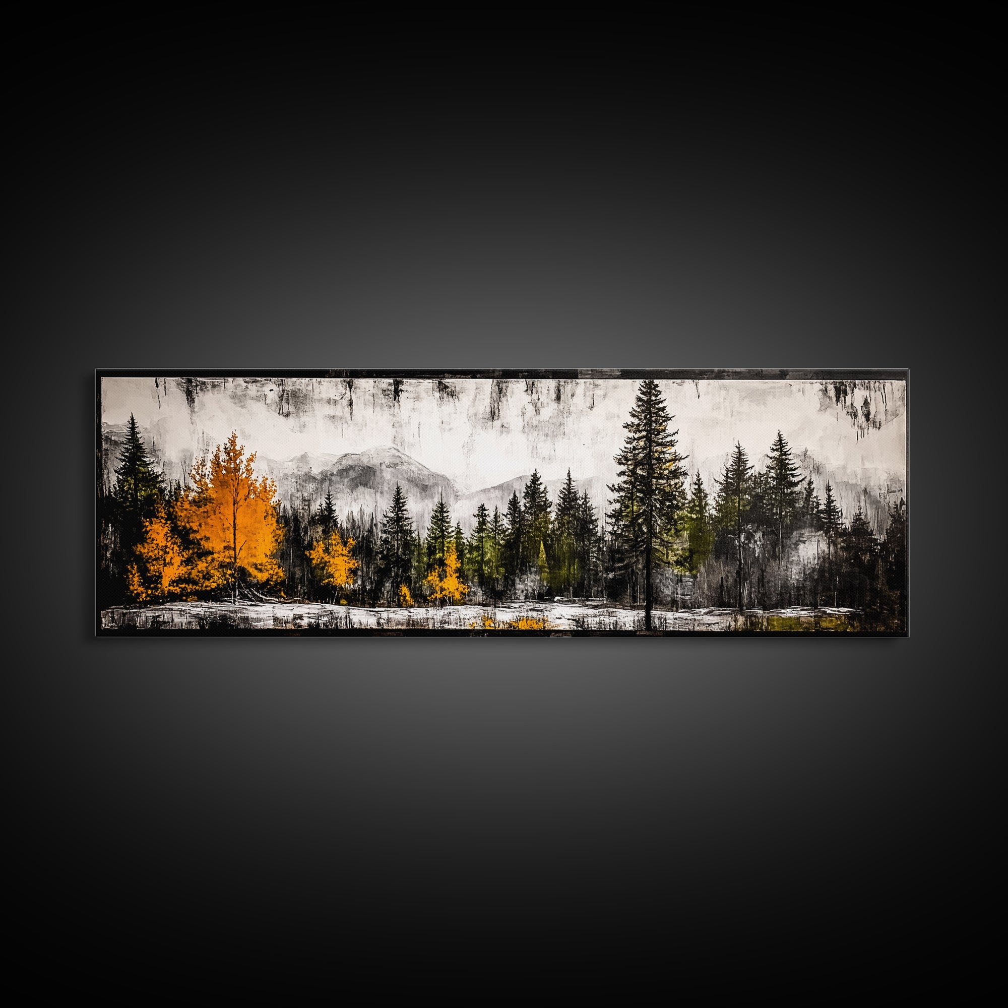 Autumn Forest, Mountain Landscape, Framed Canvas Print, Fall Wall Art, Nature Decor, Rustic Home Art, Modern Cabin Print, Office Art
