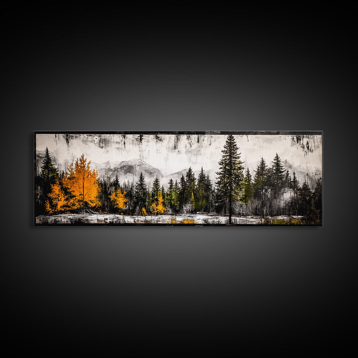 Autumn Forest, Mountain Landscape, Framed Canvas Print, Fall Wall Art, Nature Decor, Rustic Home Art, Modern Cabin Print, Office Art