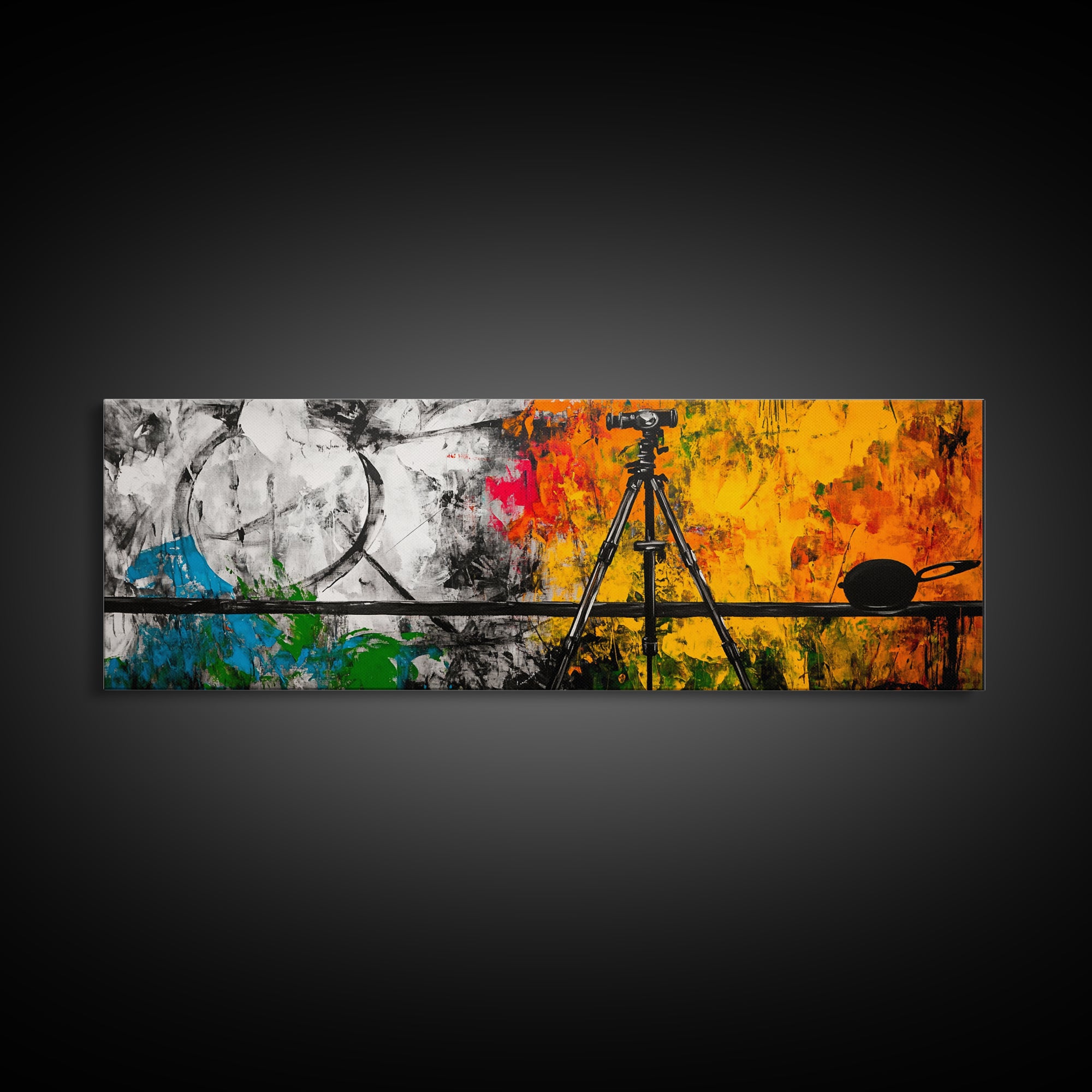 Photographer Tripod, Abstract Art, Framed Canvas Print, Artistic Studio Decor, Modern Wall Art, Creative Home Artwork, Gift Idea