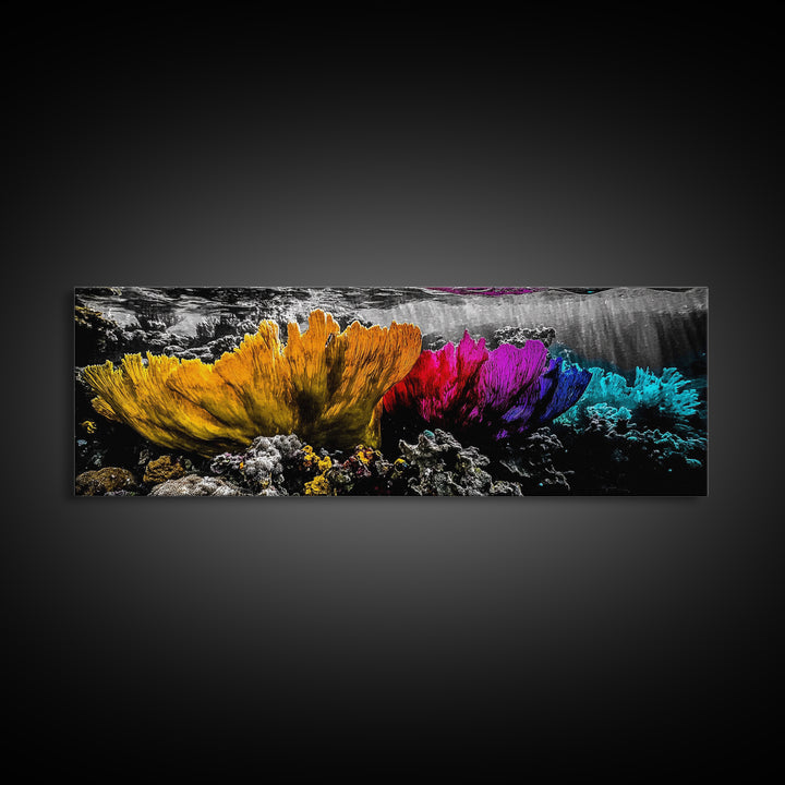 Abstract Reef, Vibrant Ocean, Canvas Print, Underwater Fantasy, Coastal Home Art, Marine Life Artwork, Modern Ocean Wall Decor