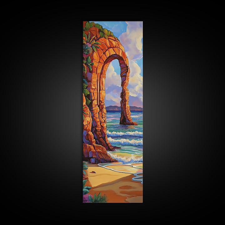 Ocean Arch, Coastal Vibes, Nature Escape, Canvas Print, Coastal wall art beach scene, vibrant seascape painting, boho bedroom decor