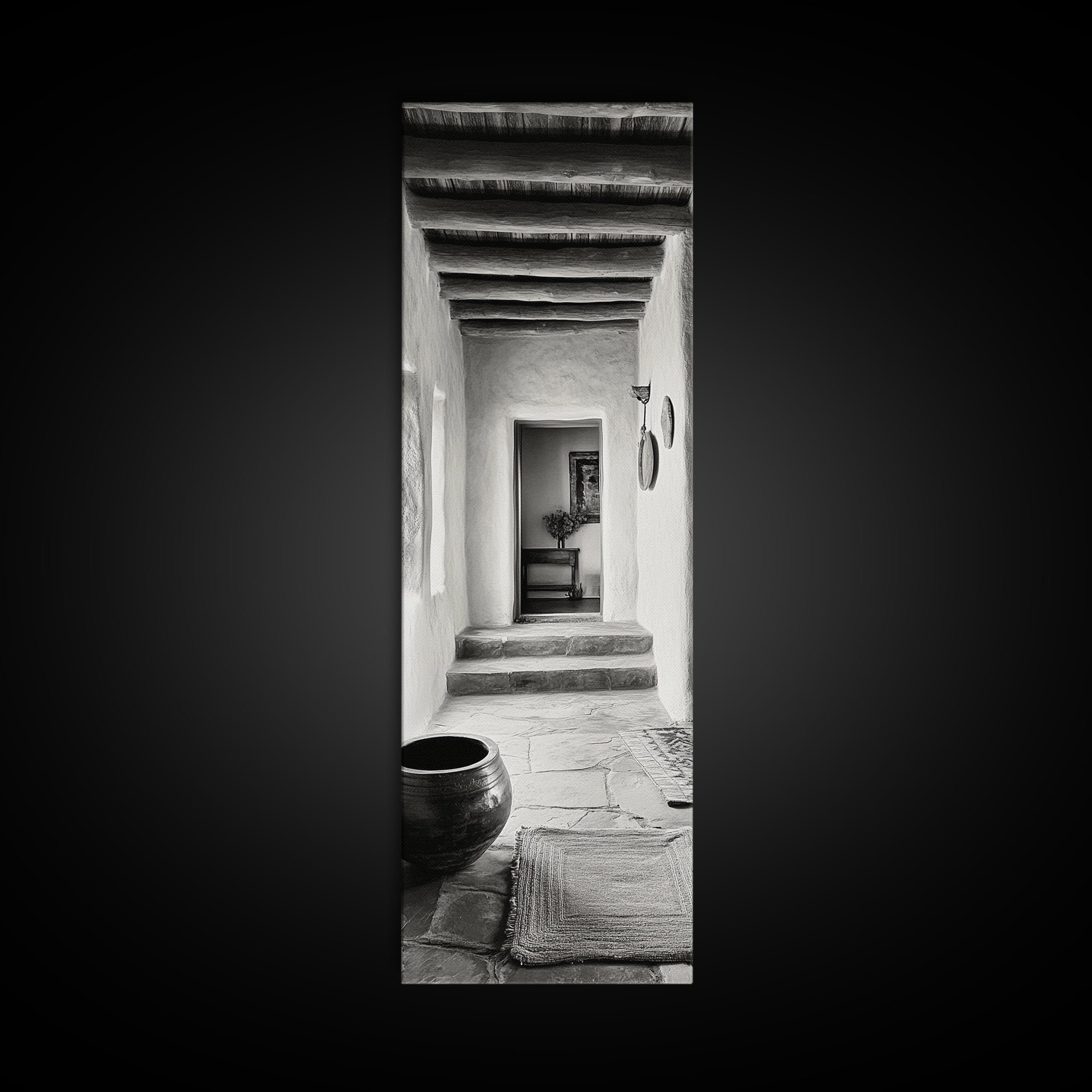Southwestern Hallway, Adobe Texture, Earthy Decor, Desert Style, Rustic Design, Framed Canvas Print, Entryway Wall Art, Boho Home Vibes