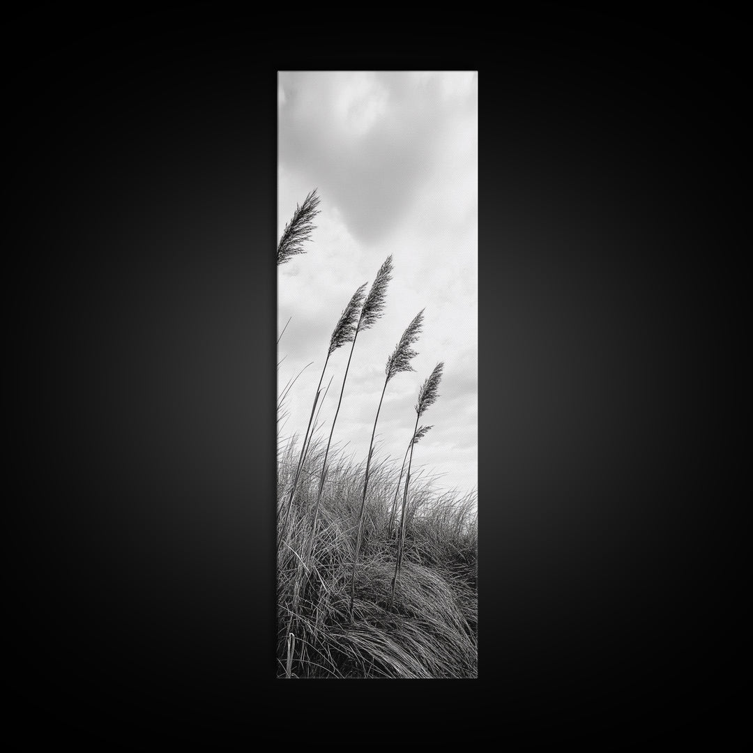Windy Grasses, Coastal Scene, Tall Grass Field, Autumn Decor, Canvas Print, Farmhouse Style, Dining Room Wall Art, Nature Mood