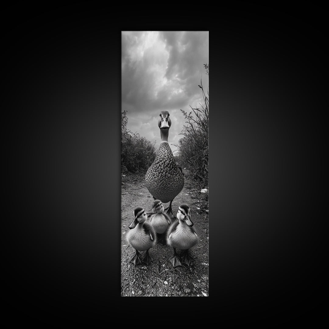 Duck Family, Wildlife Photography, Baby Ducks, Country Style, Canvas Print, Farmhouse Wall Art, Fall Animal Decor, Kids Room Art