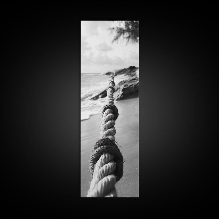 Nautical Rope, Coastal Focus, Rustic Texture, Canvas Print, Nautical wall art, Beach house decor, Minimalist bathroom art, Coastal bedroom print