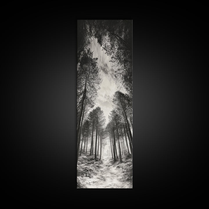 Pine Forest, Nature Path, Tree Canopy, Tranquil Woods, Canvas Print, Forest Wall Art, Minimalist Nature Decor, Meditation Room Artwork