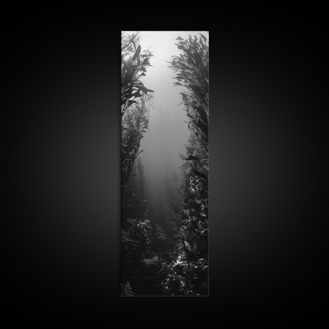 Kelp Forest, Underwater Light, Ocean Depths, Canvas Print, Bathroom Wall Art, Marine Inspired Decor, Nature Photography, Minimalist Style