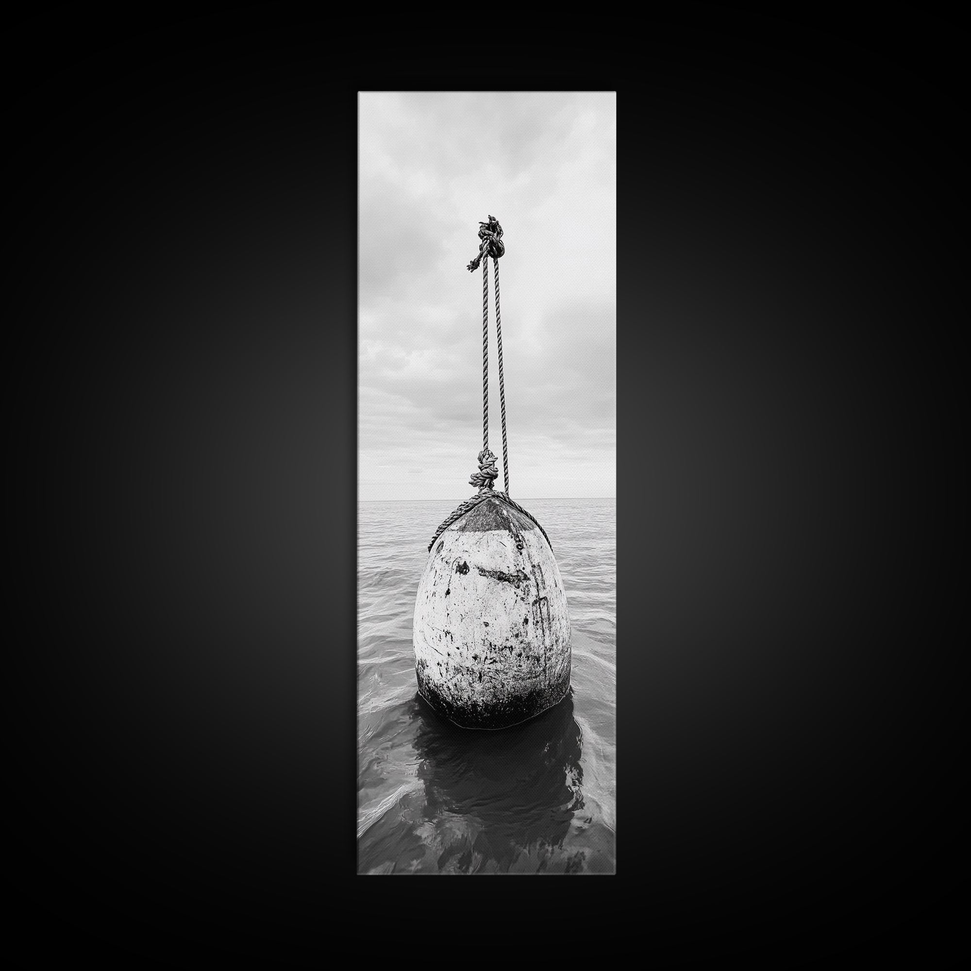 Nautical Buoy, Ocean Rope, Minimal Seascape, Framed Canvas Print, Coastal Wall Art, Bathroom Decor, Modern Nautical Art, Minimalist Home