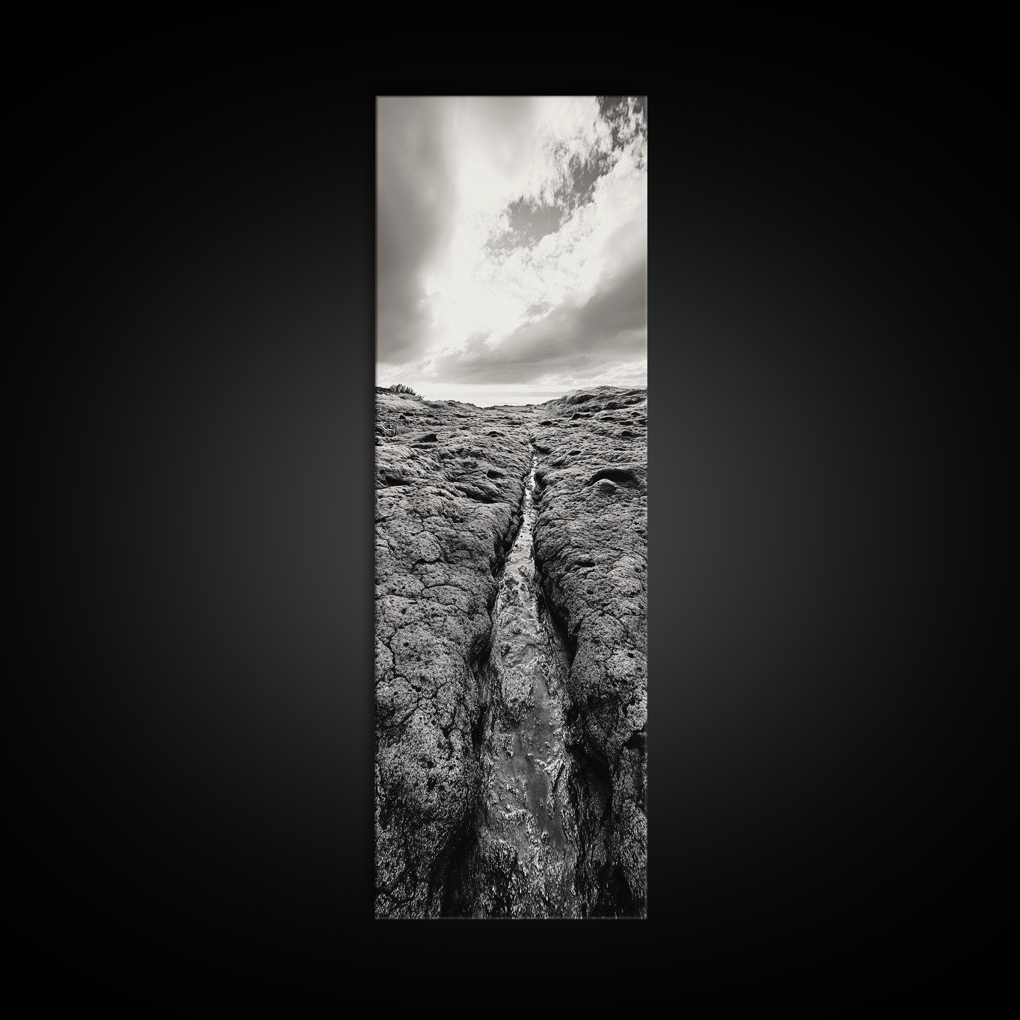Lava Rock Path, Ocean Texture, Earth Flow, Framed Canvas Print, Coastal Bathroom Decor, Minimalist Natural Art, Moody Landscape Print
