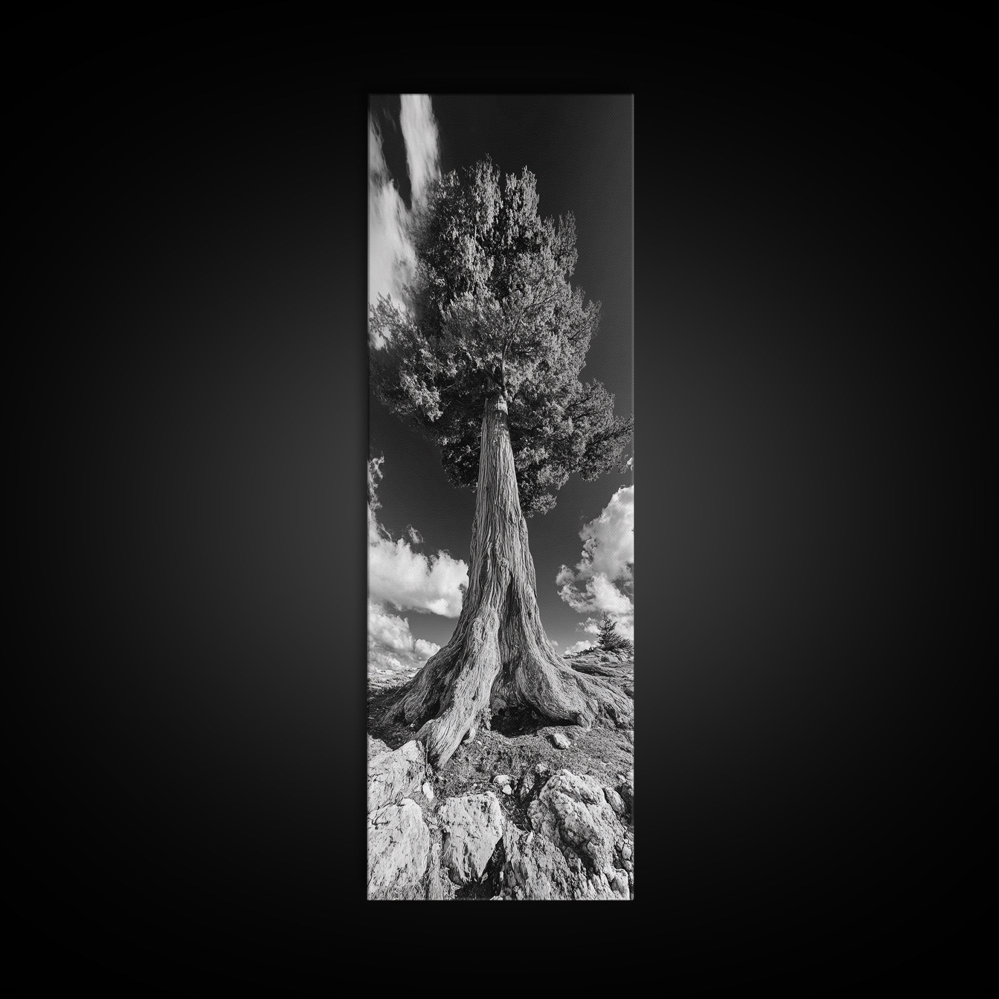 Majestic Tree, Nature Power, Earth Energy, Black White Art, Framed Canvas Print, Modern Rustic Decor, Cabin Wall Art, Tree Lover Gift