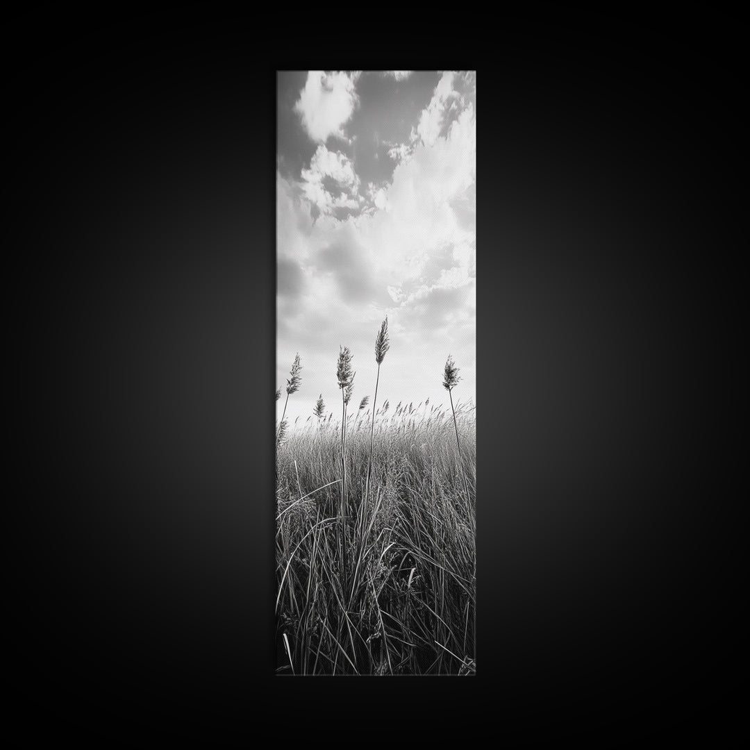 Wild Grass Field, Windswept Plains Scene, Minimalist Nature, Framed Canvas Print, Boho Bedroom Art, Modern Office Wall Art, Rustic Charm