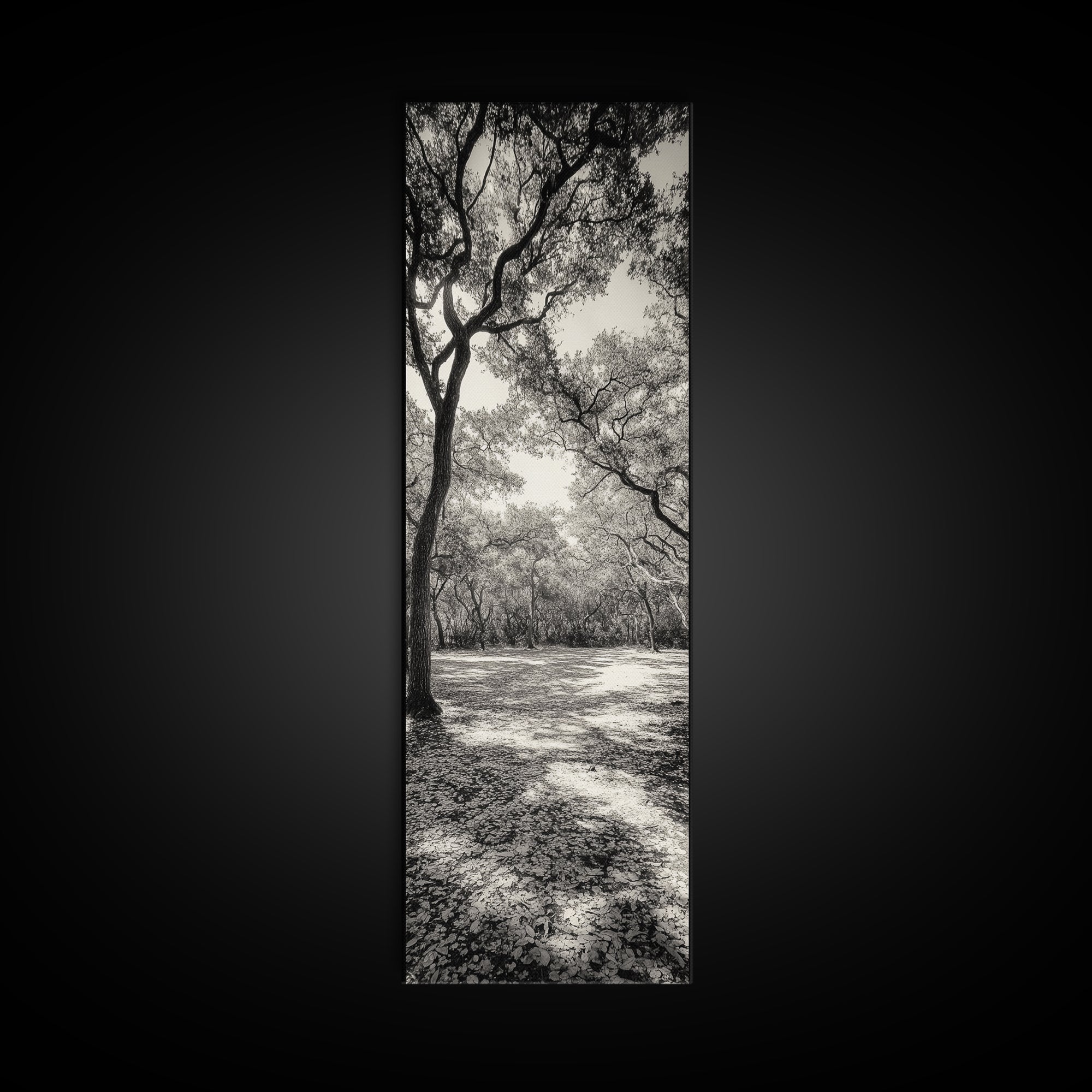 Autumn Forest Light, Peaceful Woodland Canopy, Fall Vibes Scene, Framed Canvas Print, Cozy Living Room Art, Entryway Wall Art