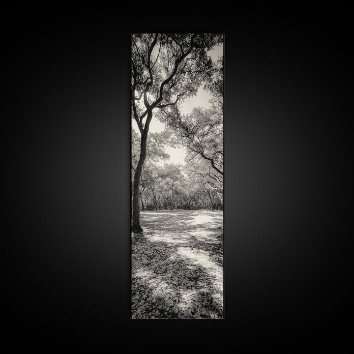 Autumn Forest Light, Peaceful Woodland Canopy, Fall Vibes Scene, Framed Canvas Print, Cozy Living Room Art, Entryway Wall Art