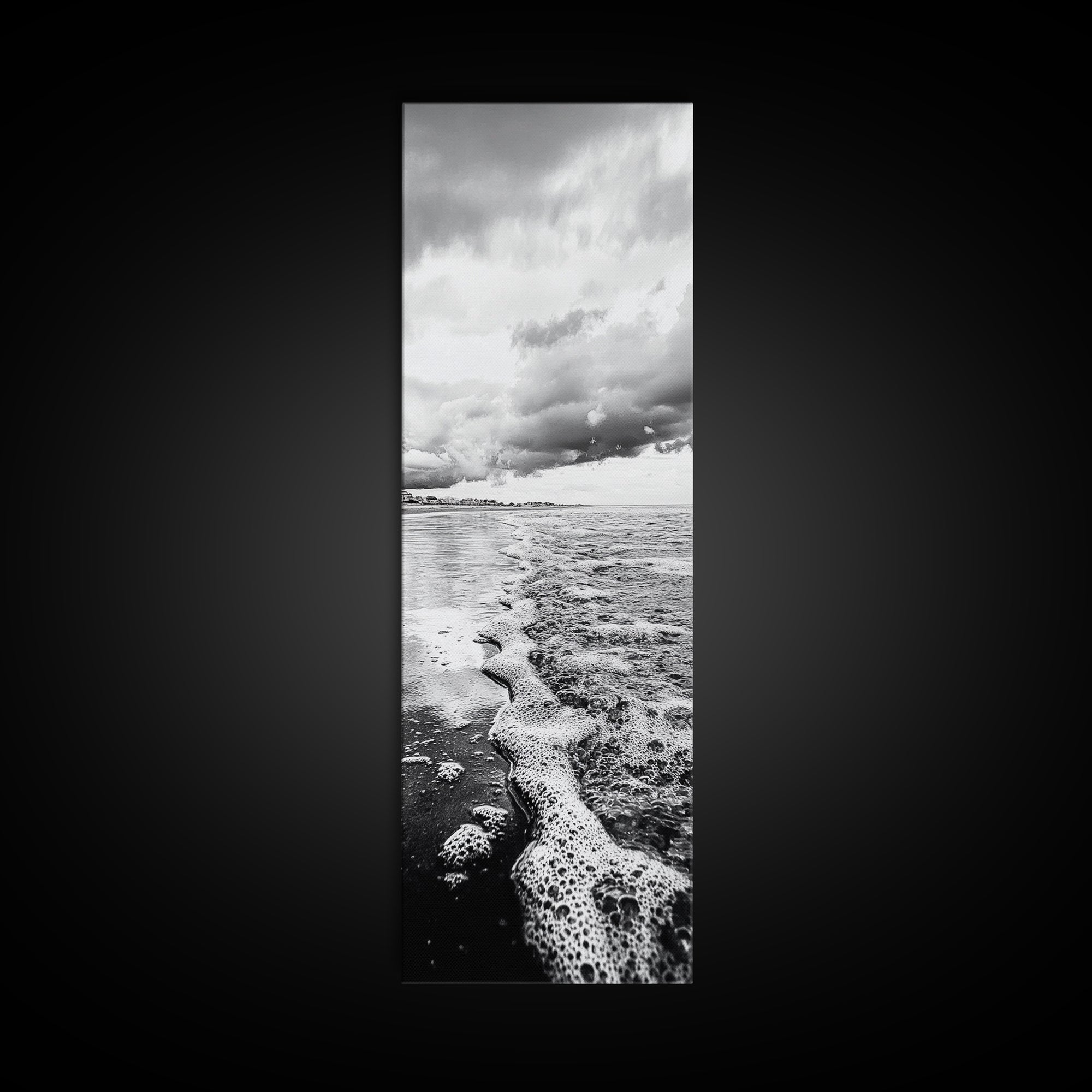 Stormy Waves, Sea Foam, Coastal Ocean, Canvas Print, Moody Seascape, Neutral Wall Art, Beach Bathroom or Entryway Home Decor