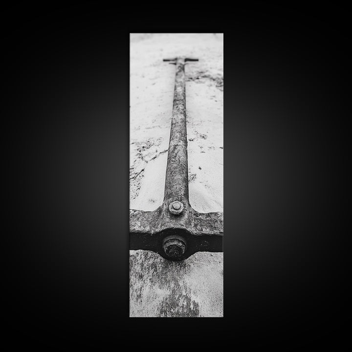 Rusted Anchor, Beach Texture, Metal Detail, Framed Canvas Print, Industrial Coastal Wall Art, Nautical Bathroom Print, Office Decor