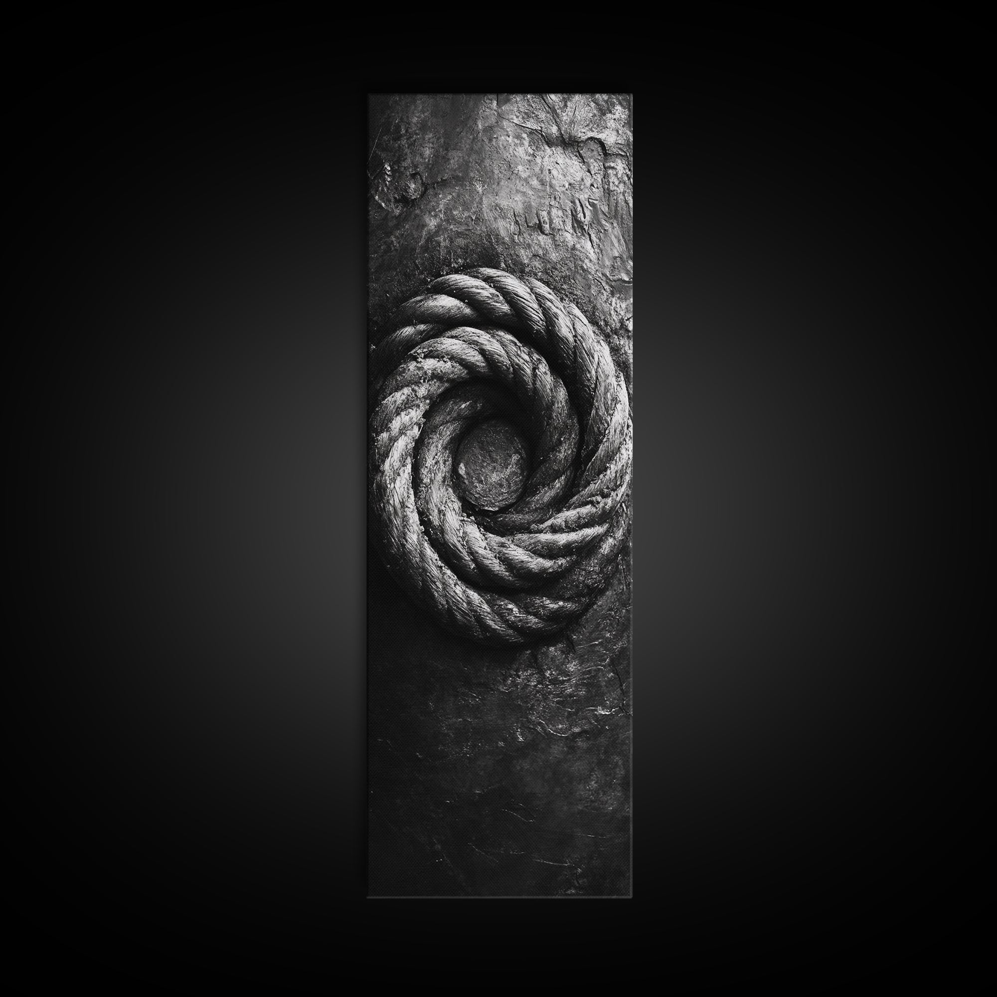 Nautical Rope Closeup, Industrial Texture, Abstract Rustic, Framed Canvas Print, Office Wall Art, Monochrome Art, Modern Nautical Decor