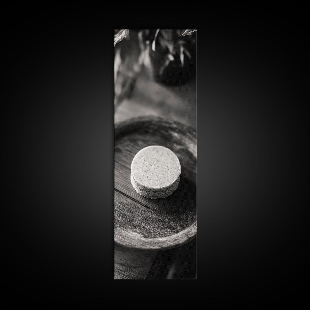 Artisan Soap Closeup, Rustic Spa Detail, Monochrome Still Life, Framed Canvas Print, Bathroom Decor, Minimalist Art, Cozy Home Accent
