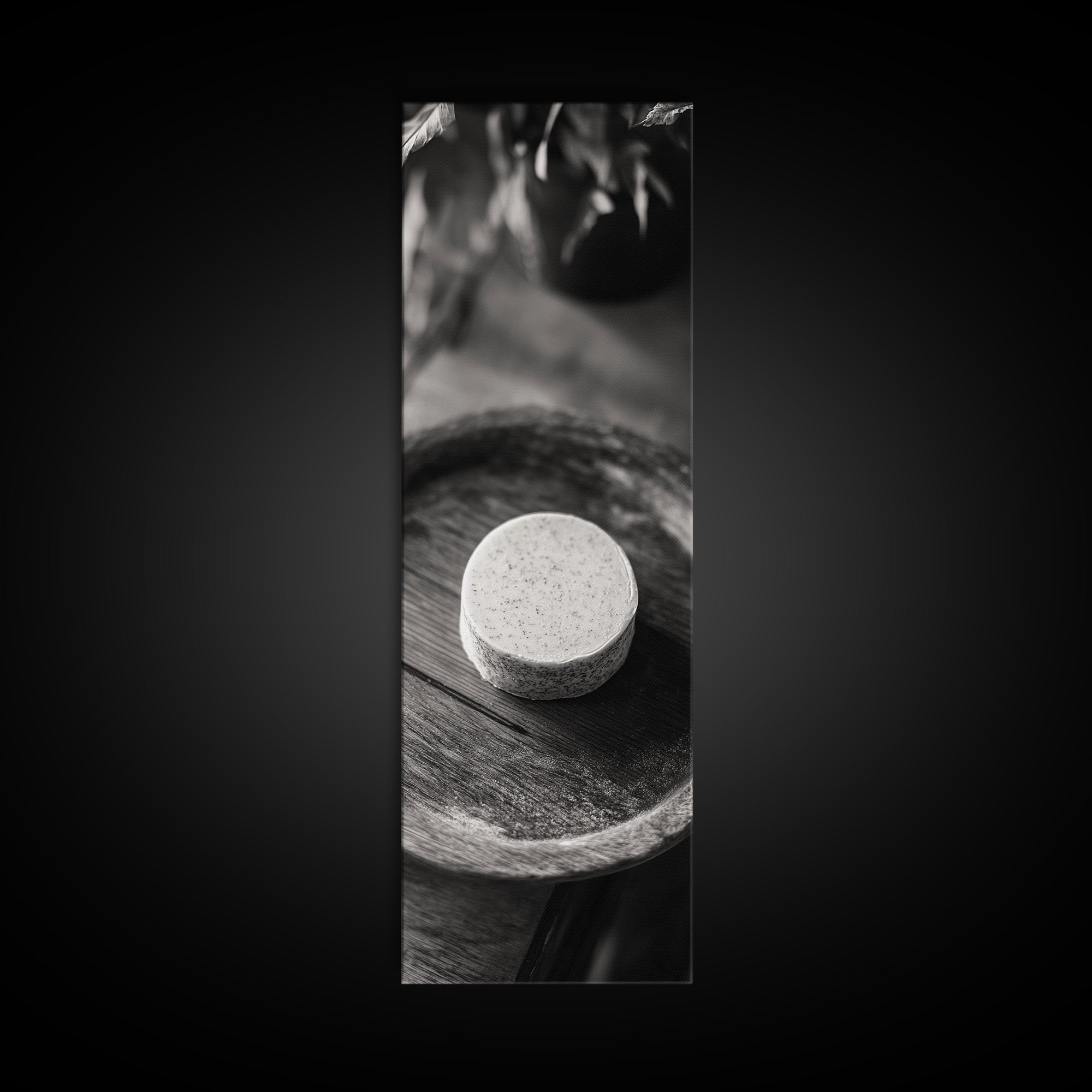 Artisan Soap Closeup, Rustic Spa Detail, Monochrome Still Life, Framed Canvas Print, Bathroom Decor, Minimalist Art, Cozy Home Accent