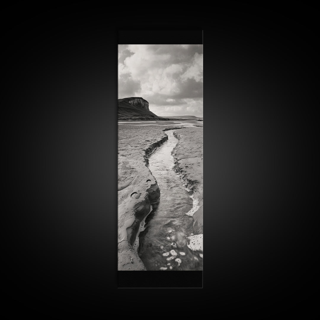 River Path Art, Coastal Landscape Decor, Nature Scene Wall Art, Minimalist Earth Tones, Framed Canvas Print, Beach House Vibe