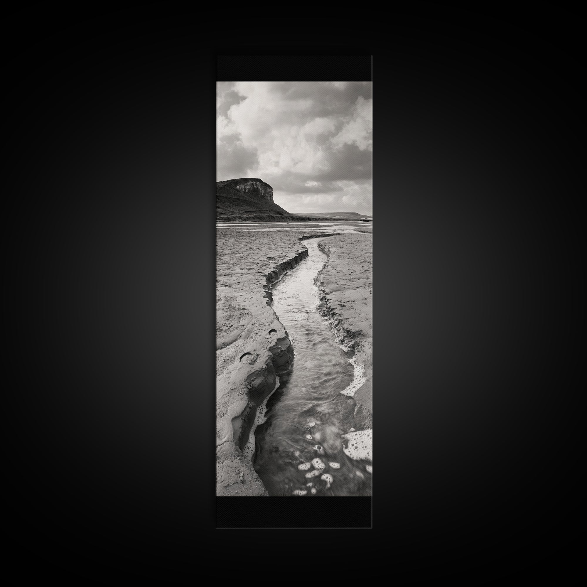 River Path Art, Coastal Landscape Decor, Nature Scene Wall Art, Minimalist Earth Tones, Framed Canvas Print, Beach House Vibe