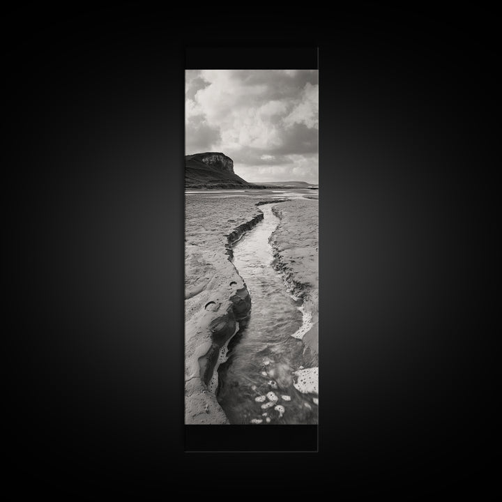 River Path Art, Coastal Landscape Decor, Nature Scene Wall Art, Minimalist Earth Tones, Framed Canvas Print, Beach House Vibe