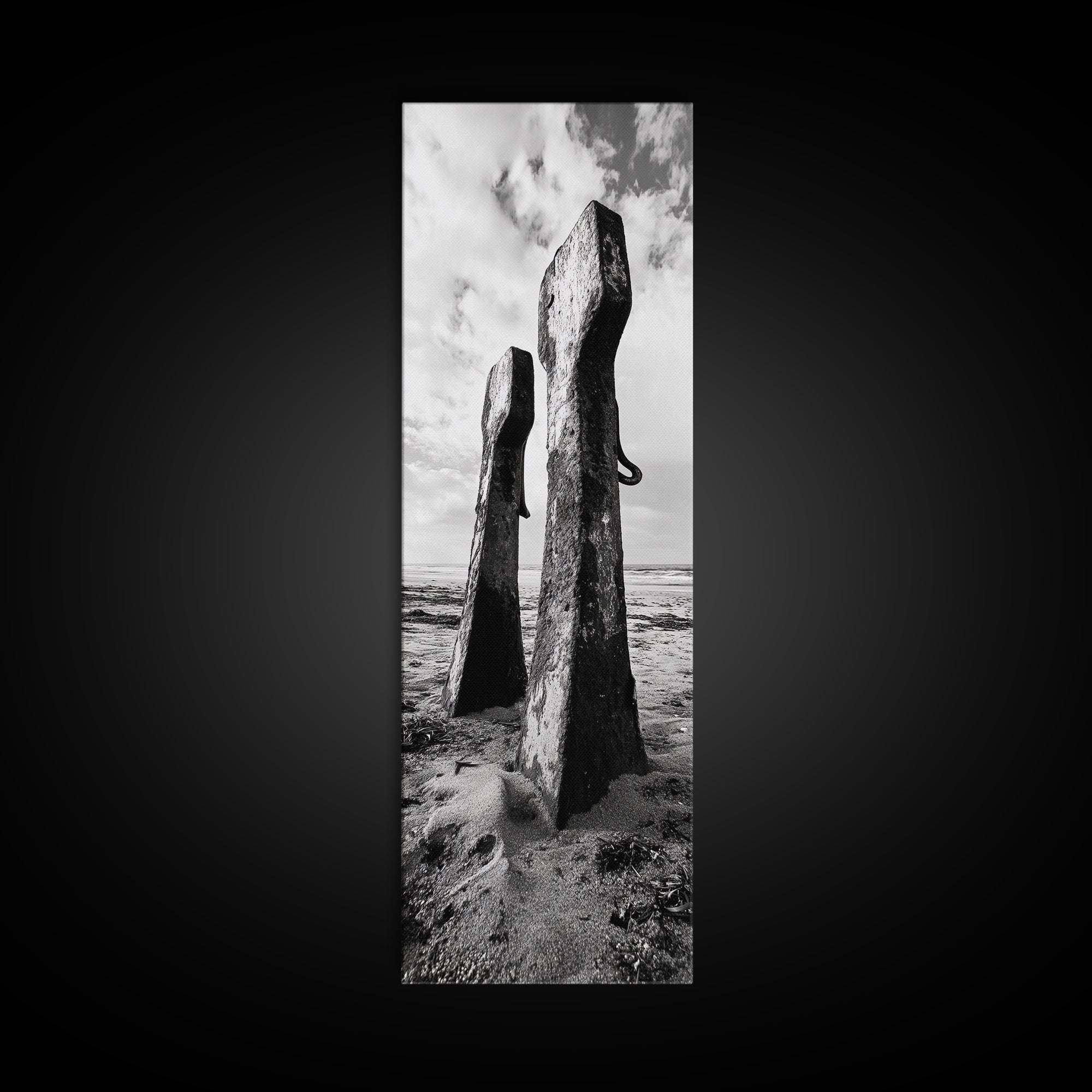 Coastal Decay, Metal Anchors, Beach Remnants, Nautical Texture Canvas Print, Industrial Entryway Wall Art, Rustic Coastal Style