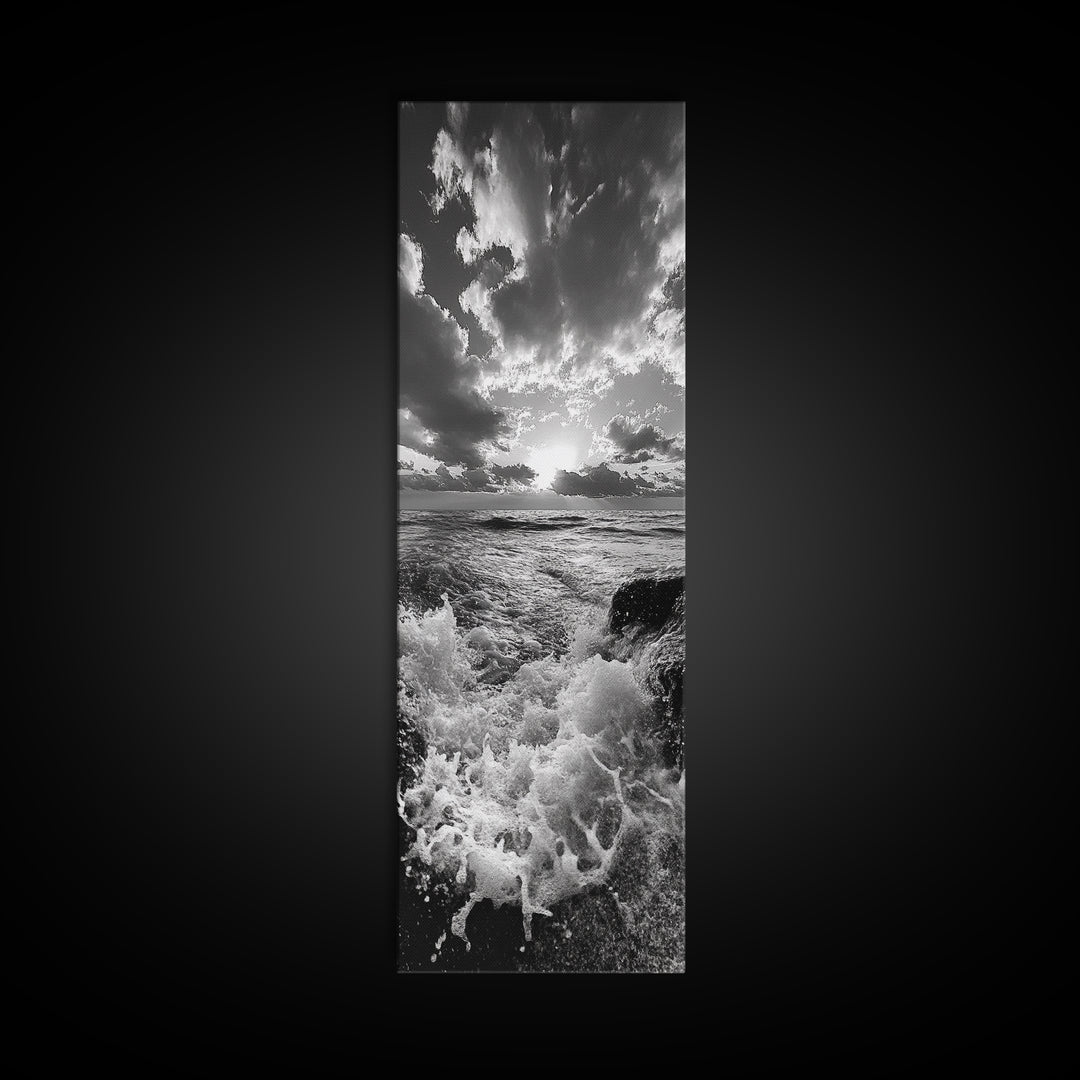 Ocean Splash, Dramatic Sunset, Crashing Waves, Sky Contrast, Canvas Print, Nautical Art, Coastal Bathroom Decor, Bold Seascape