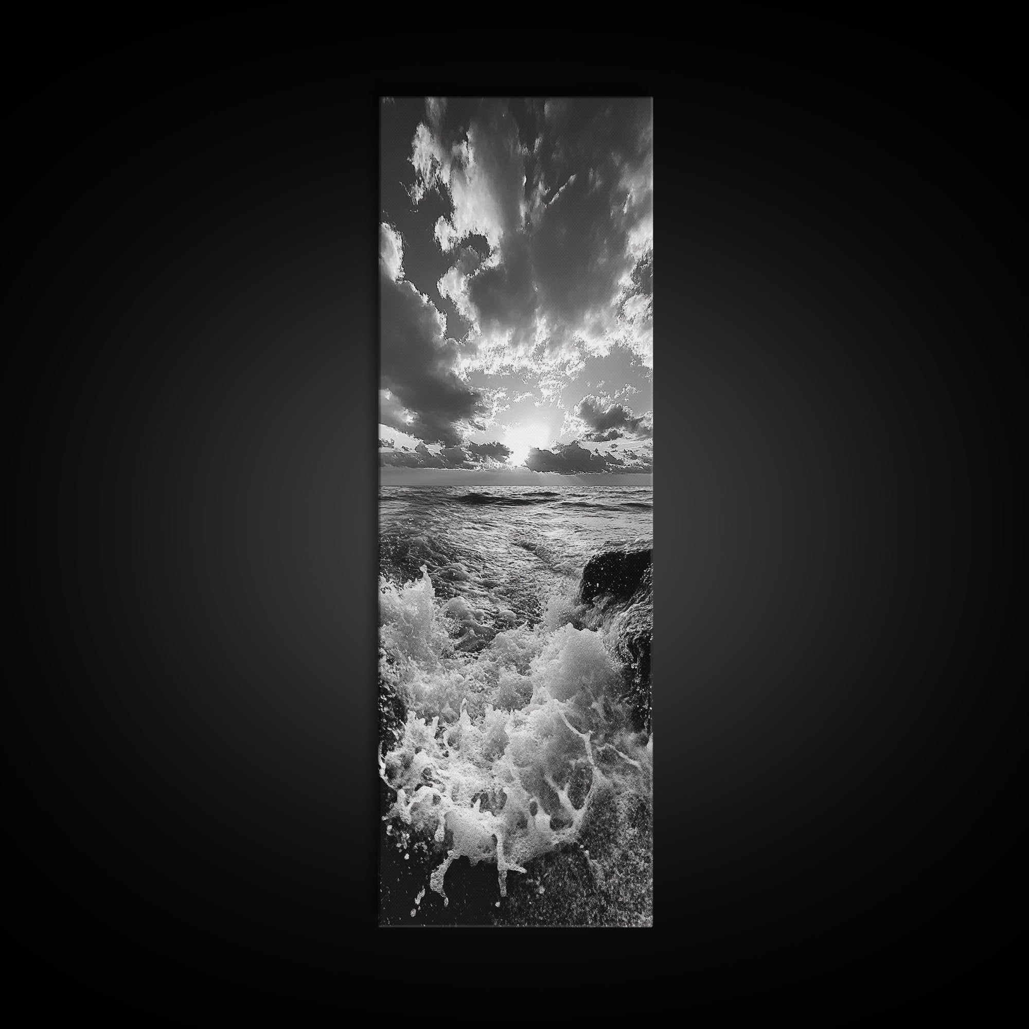 Ocean Splash, Dramatic Sunset, Crashing Waves, Sky Contrast, Canvas Print, Nautical Art, Coastal Bathroom Decor, Bold Seascape