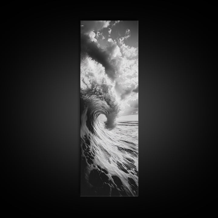 Ocean Wave, Curling Sea, Surfer's Dream, Powerful Water, Framed Canvas Print, Coastal Wall Art, Beach House Decor, Bold Seascape