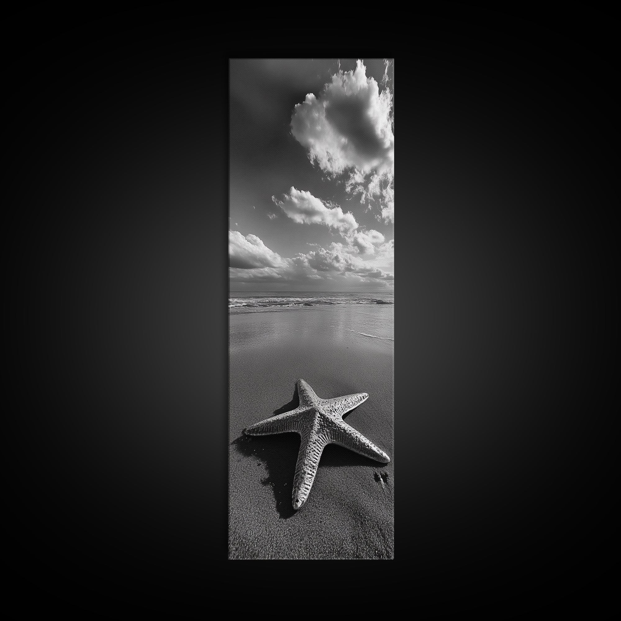 Starfish Beach, Shoreline Calm, Ocean Minimalism, Canvas Print, Coastal Living Room Wall Art, Nautical Bathroom Decor, Beach House Style
