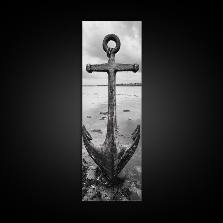 Nautical Anchor, Coastal Vibes, Marine Decor, Ocean-Inspired, Bold Statement, Framed Canvas Print, Entryway Wall Art, Rustic Beach Style
