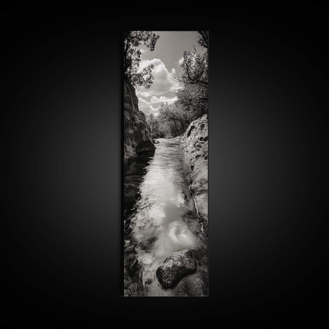 Mountain Stream, Flowing Water, Canyon Trail, Canvas Print, Nature Adventure Art, Rustic Cabin Decor, Bathroom Wall Accent, Entryway Accent