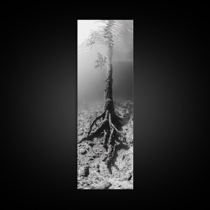Surreal Tree Roots, Underwater Tree Art, Dreamy Forest Print, Nature Photography, Living Room Wall Decor, Framed Canvas Print