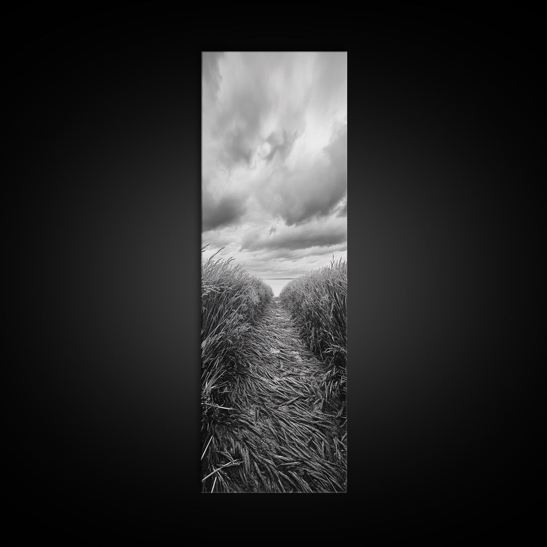 Wheat Field Trail, Countryside Autumn Path, Rustic Farm Landscape, Tranquil Earthy Wall Art, Bedroom or Hallway, Canvas Print