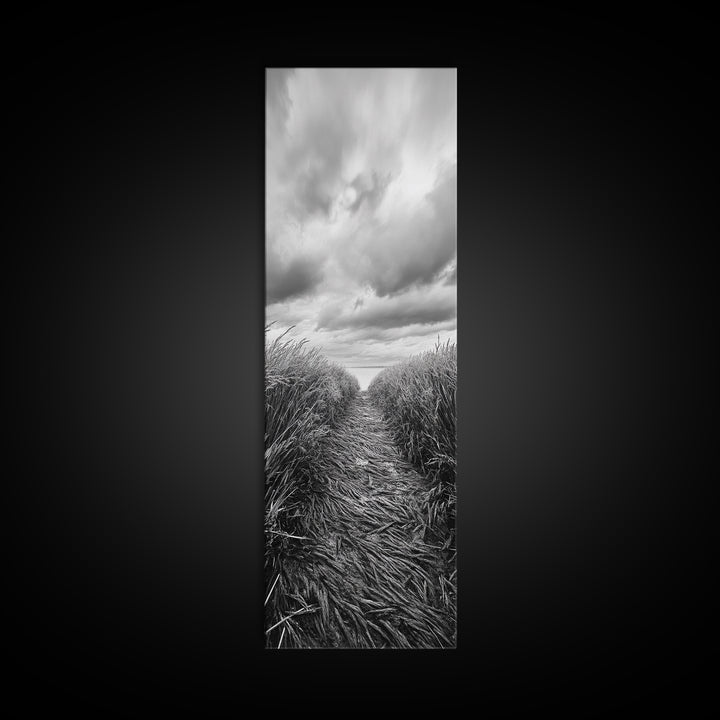 Wheat Field Trail, Countryside Autumn Path, Rustic Farm Landscape, Tranquil Earthy Wall Art, Bedroom or Hallway, Canvas Print