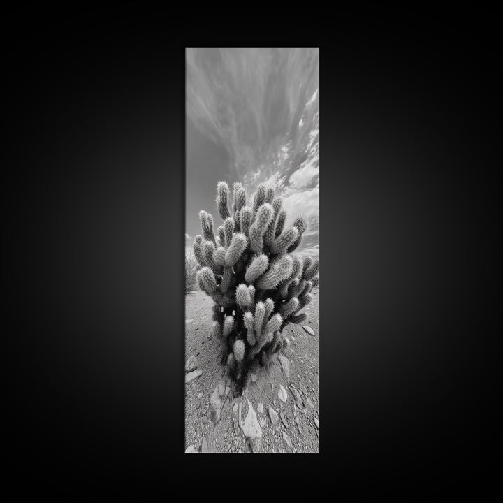 Desert Cactus, Nature Photography, Black White Art, Canvas Print, Boho Western Wall Decor, Modern Rustic Living Room Art, Nature Print