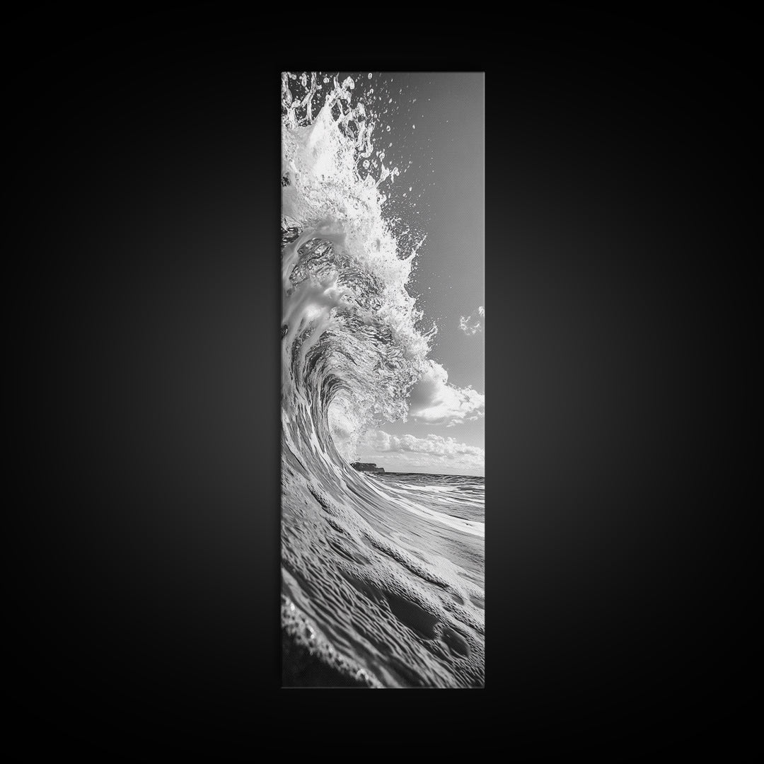 Curling Wave, Ocean Spray, Coastal Energy, Canvas Print, Surf Wall Art, Beach House Decor, Modern Minimalist Ocean Photography