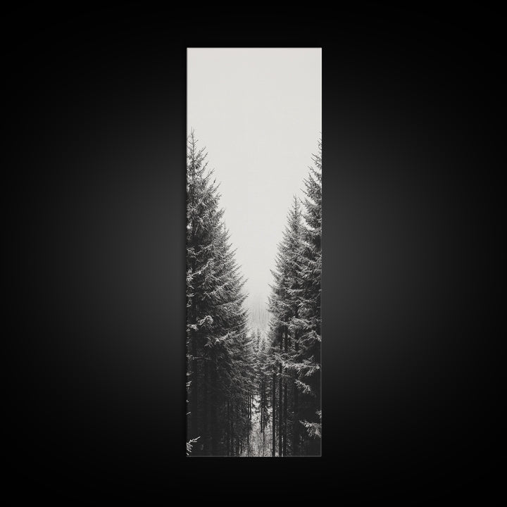 Snowy Forest, Pine Trees, Winter Woods, Minimal Art, Nordic Aesthetic, Canvas Print, Christmas Decor, Cozy Living Room Wall Art
