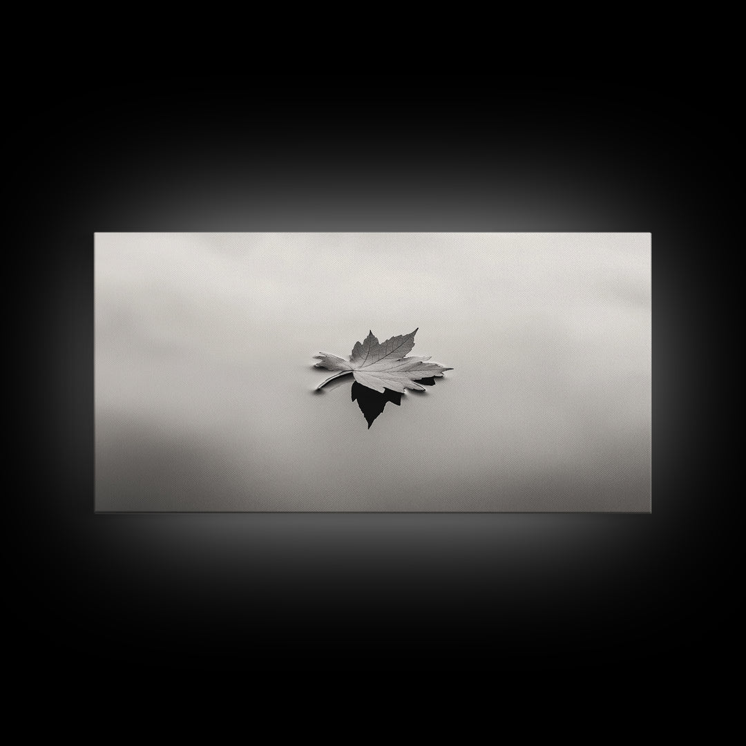 Autumn Leaf, Tranquil Water, Floating Serenity, Soft Tones Nature Art, Canvas Print, Fall Bedroom Wall Art, Minimalist Style