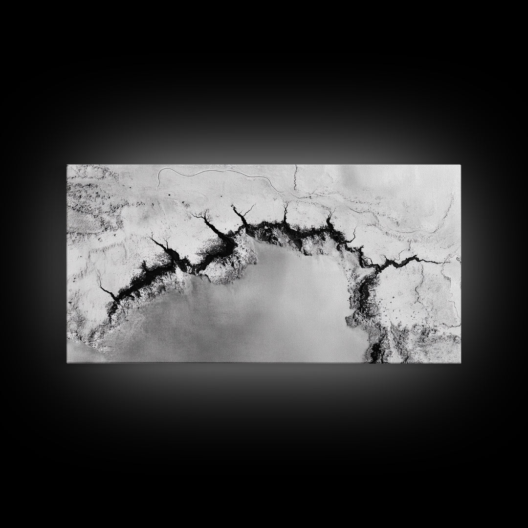 Aerial Desert, Cracked Earth, Modern Texture, Abstract Terrain, Canvas Print, Office Wall Art, Earth Tones, Contemporary Natural Art