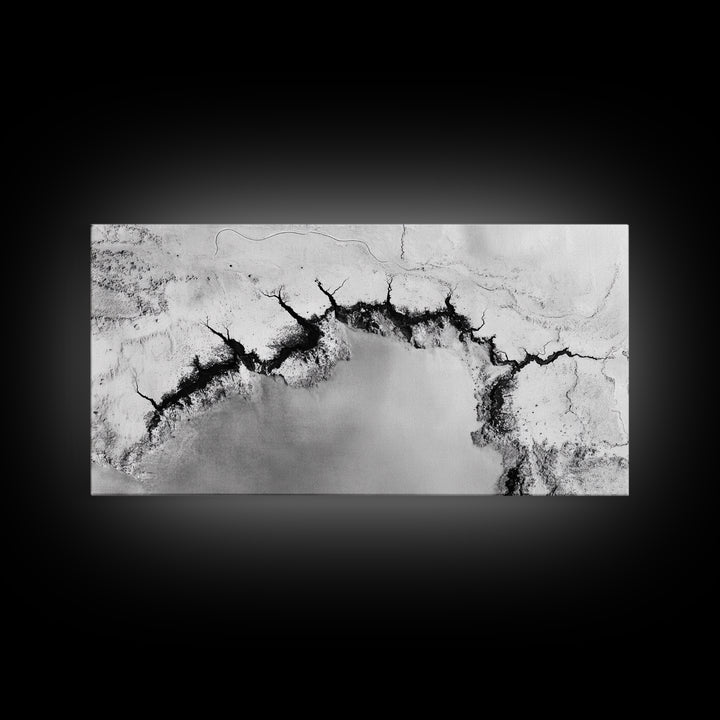 Aerial Desert, Cracked Earth, Modern Texture, Abstract Terrain, Canvas Print, Office Wall Art, Earth Tones, Contemporary Natural Art