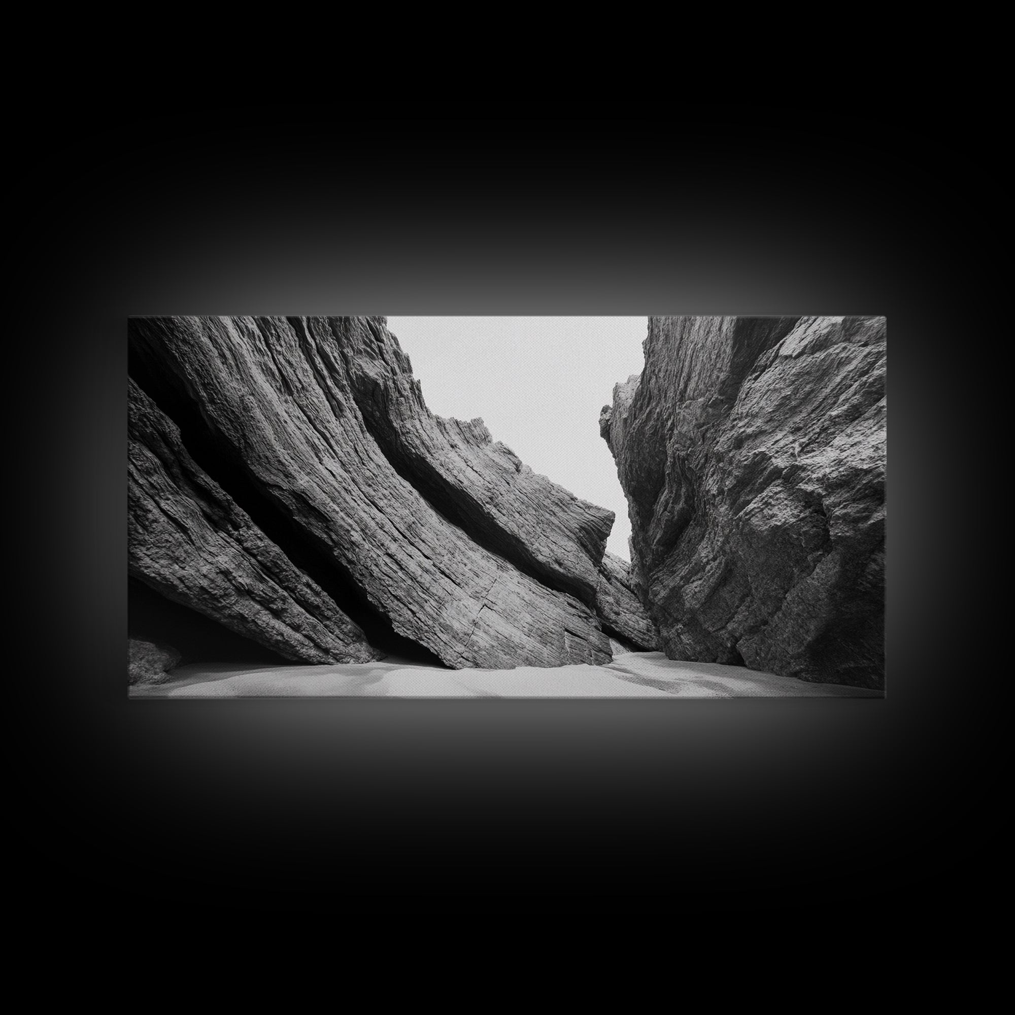 Canyon Rocks, Desert Wall, Natural Texture, Modern Rustic Decor, Framed Canvas Print, Bathroom Wall Art, Monochrome Earth Tones