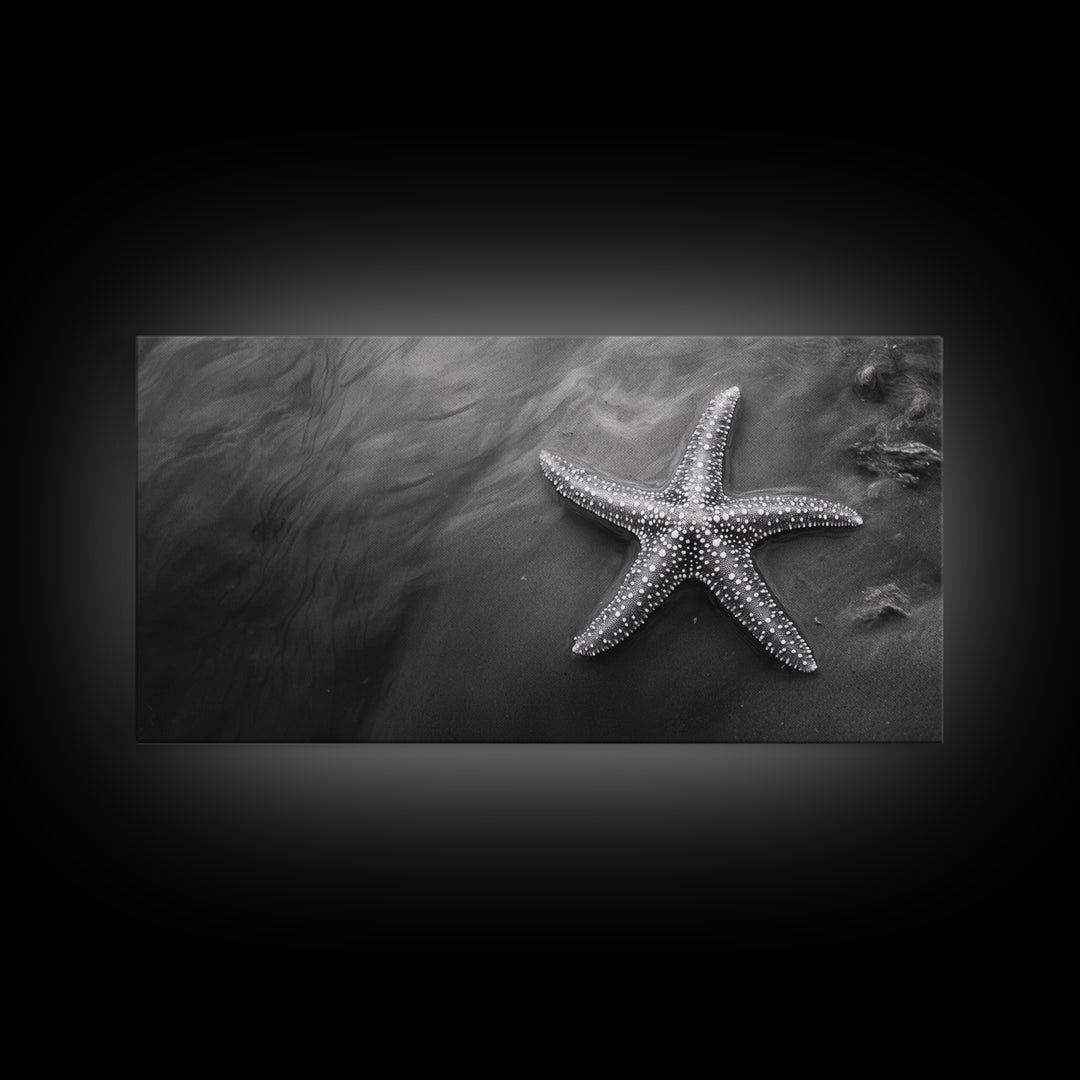 Ocean Starfish, Seashore Calm, Coastal Nature Print, Beach Zen Decor, Framed Canvas Print, Minimalist Bathroom Art, Ocean Wall Piece