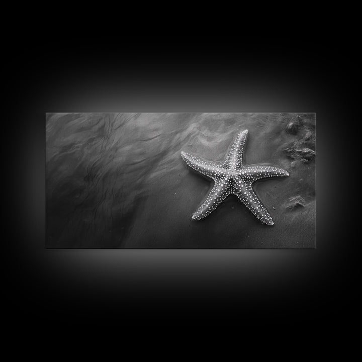 Ocean Starfish, Seashore Calm, Coastal Nature Print, Beach Zen Decor, Framed Canvas Print, Minimalist Bathroom Art, Ocean Wall Piece