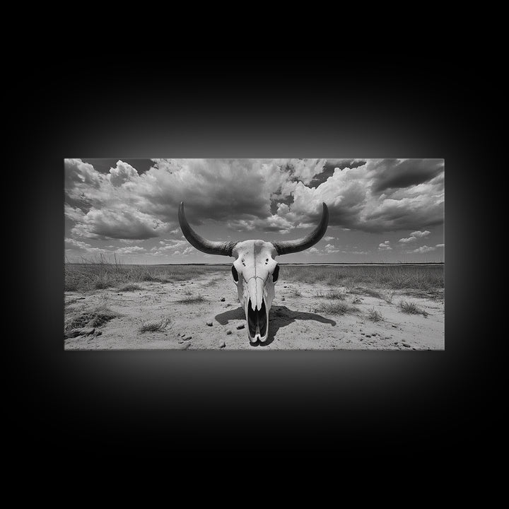 Cow Skull, Desert Bones, Wild West Skull, Country Vibe Decor, Canvas Print, Western Wall Art, Rustic Bedroom or Hallway Accent