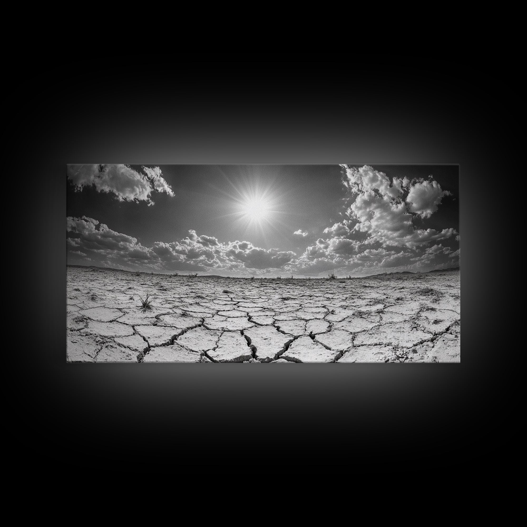 Cracked Earth Sun, Desert Landscape, Dramatic Sky, Canvas Print, Southwestern Decor, Fall Wall Art, Earth Tones Rustic Home Accent