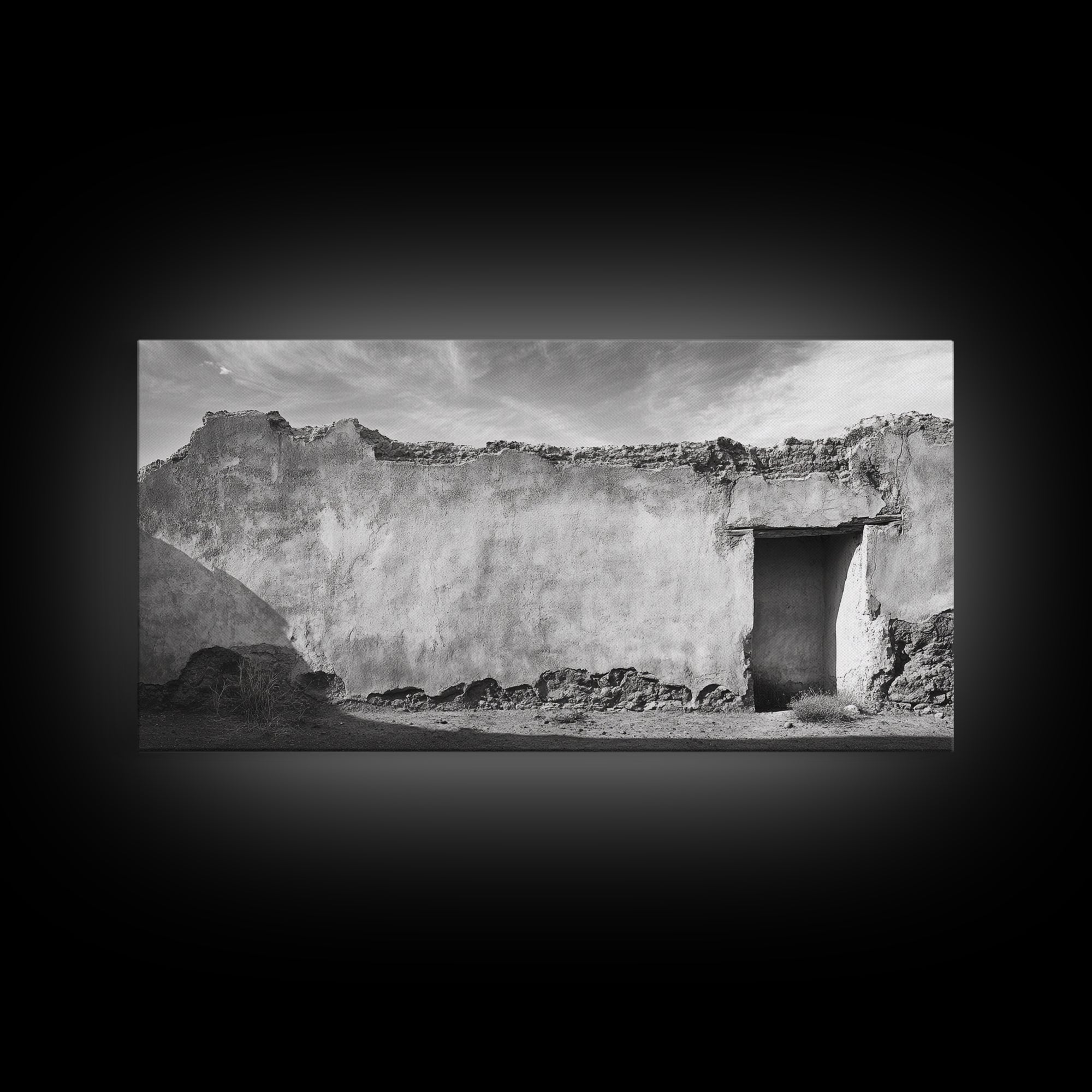 Adobe Wall, Desert Door, Rustic Texture, Framed Canvas Print, Southwest Wall Art, Neutral Earth Tones, Boho Western Living Room Decor